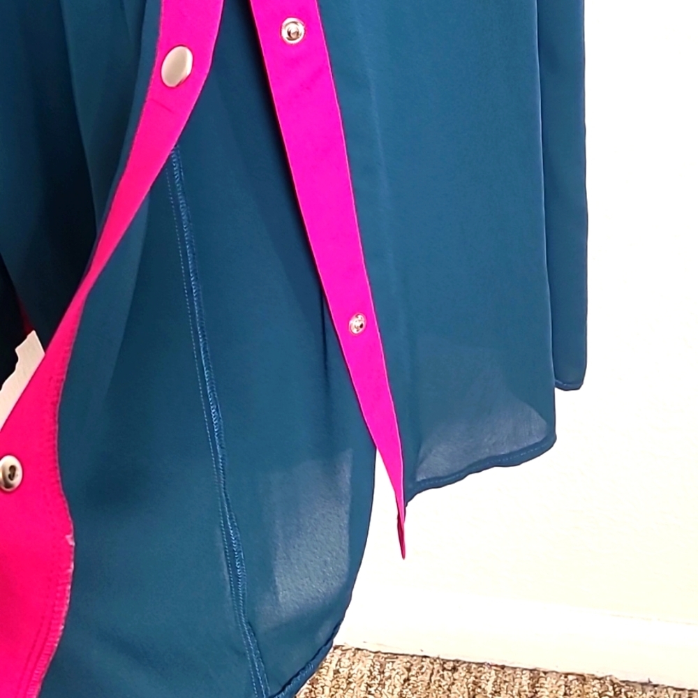Pretty Little Thing Strapless Green Jumpsuit Pink Accent, Wide Leg Size 12, NWT - Picture 7 of 14